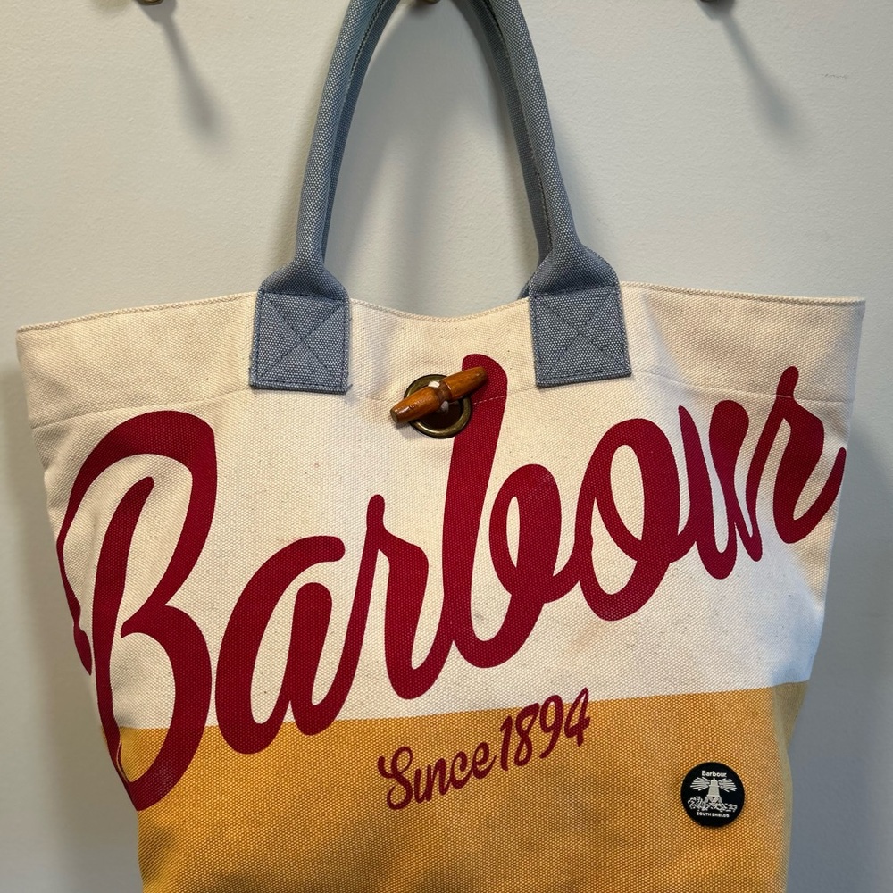 Barbour Canvas Tote Bag - Red and Yellow